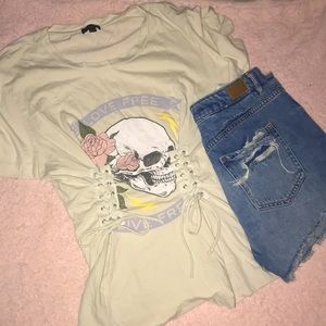 EXPRESS SKULL 💀 CORSET TIE T-SHIRT